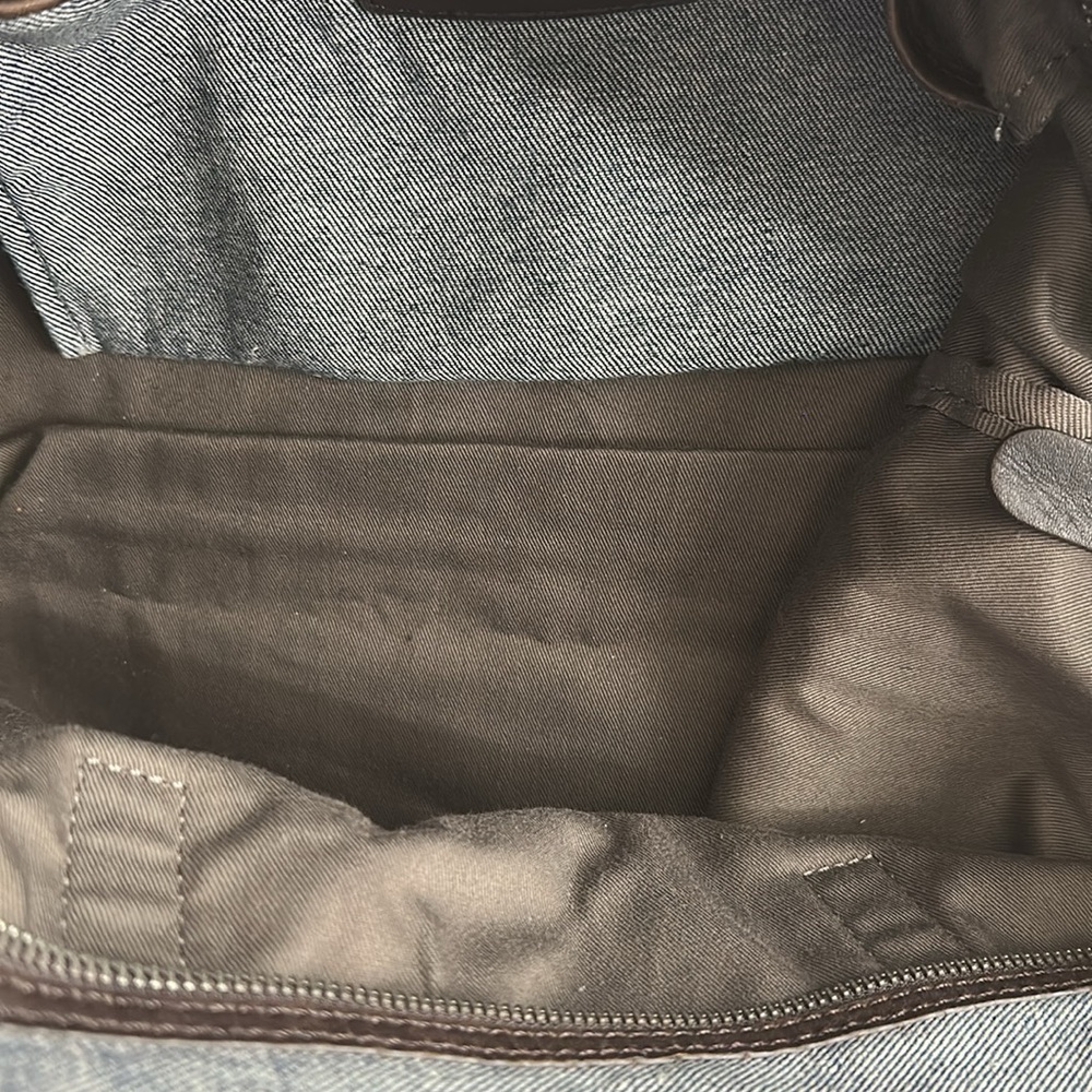 Everlane Gray Tote Bag Brown‎ Leather Handles Zip Closure & Inner Pocket - Picture 6 of 8